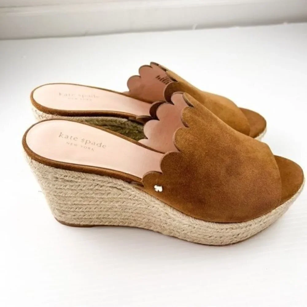 Kate Spade New York Brown Leather Tabby Sandal Espadrille women's size 10